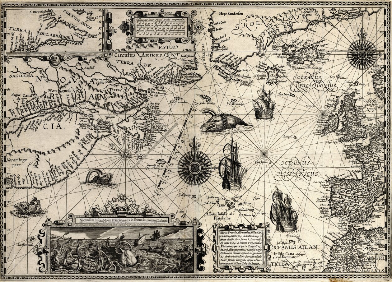 Nová Francie od Petrus & Doetichum Jan van younger & Claesz Cornelius & Meyn David de (16th century Plancius