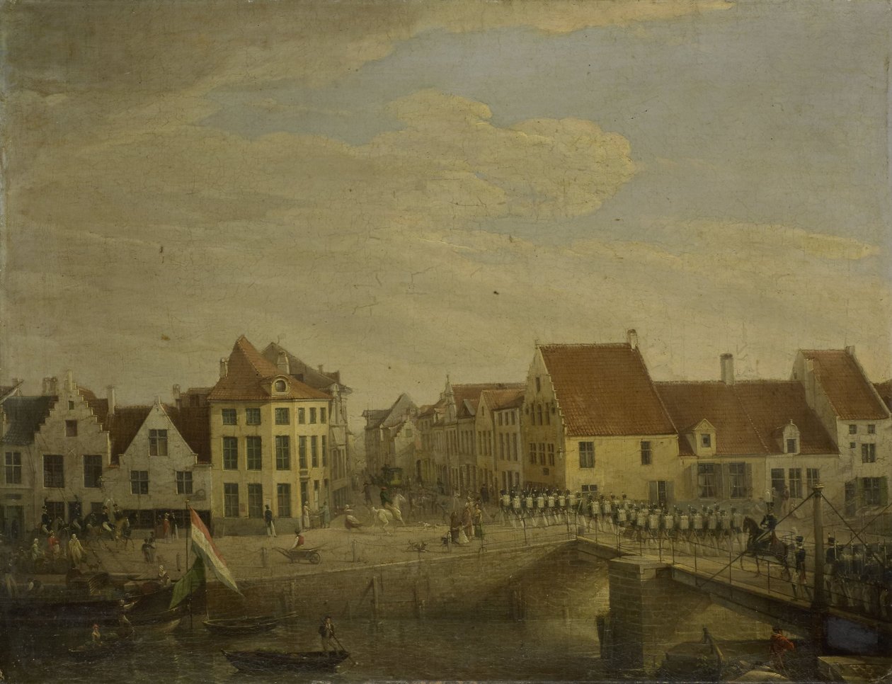 Holandské jednotky procházející pevností Dendermonde od Petrus Groenia