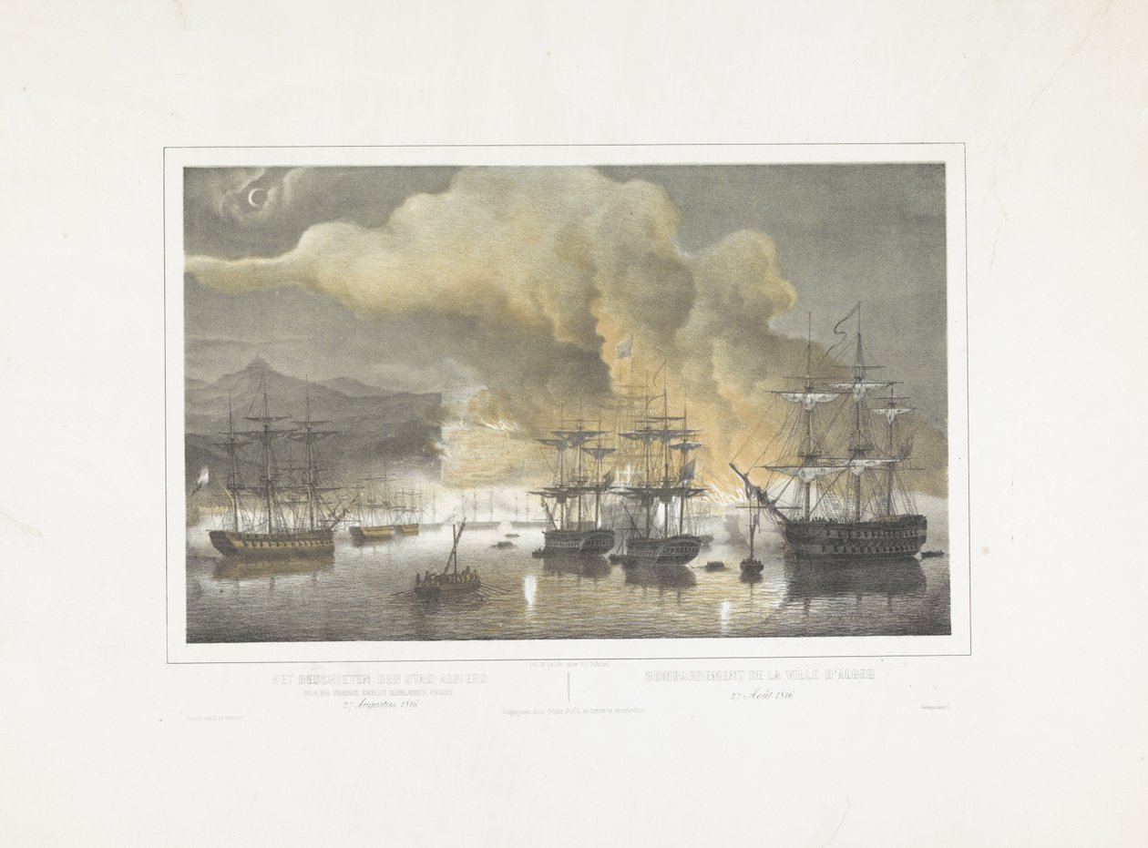 Bombardování Alžíru, 1816 Ostřelování města Alžír sjednocenou anglo-nizozemskou eskadrou 27. srpna 1816 / Bombardement de la ville d