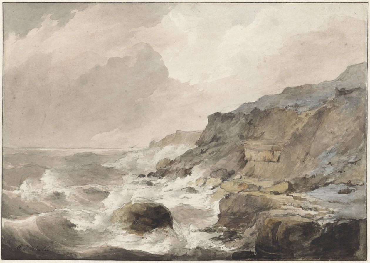 Skalnaté pobřeží v Boulogne sur Mer od Petrus Johannes Schotel