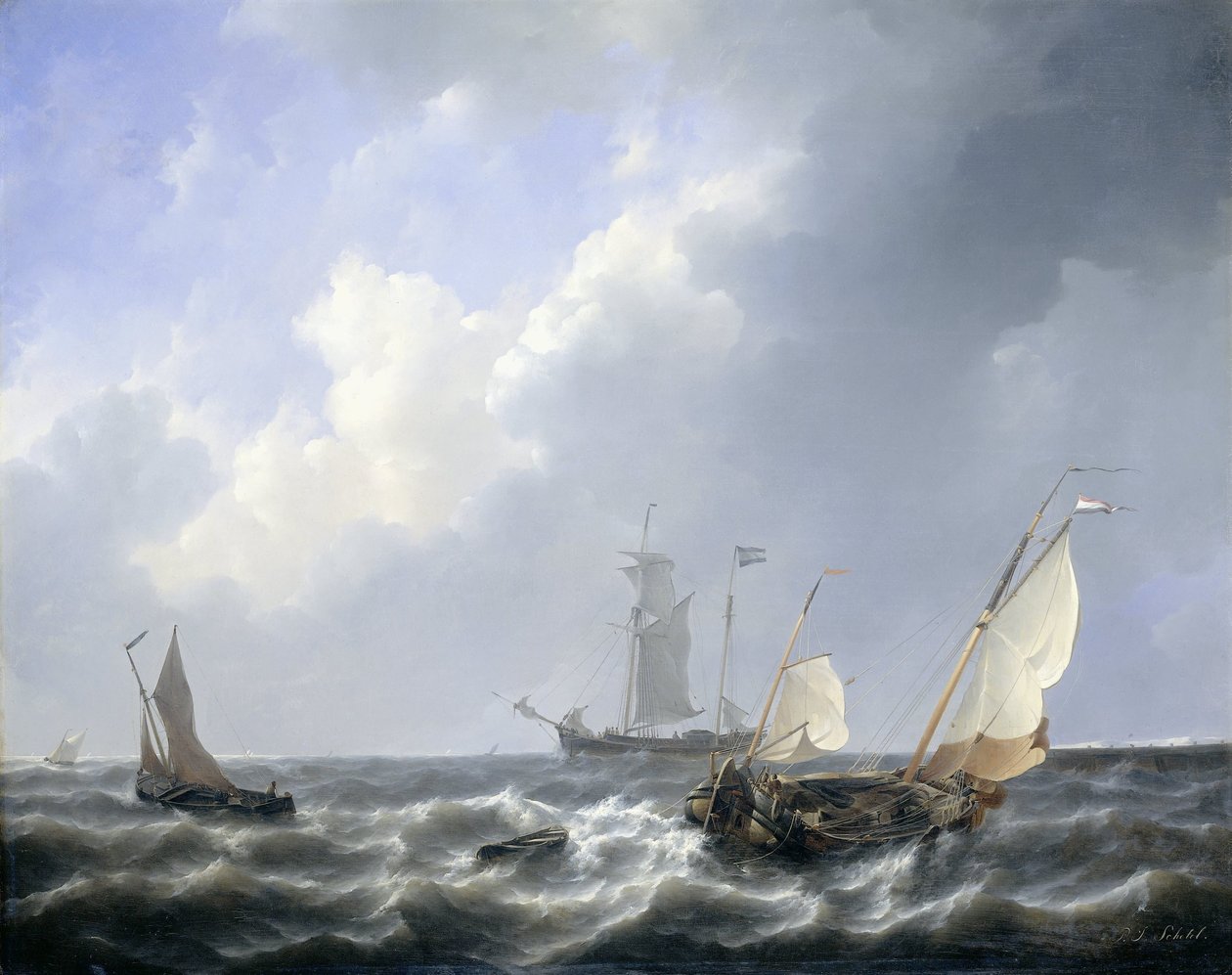Přímořská krajina z Zeeland Waters, poblíž ostrova Schouwen od Petrus Johannes Schotel