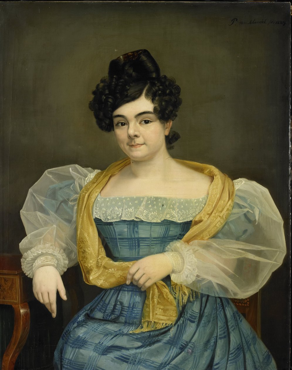 Portrét Adriany Johanny van Wijck, manželky Johannese Ploose van Amstela od Petrus van Schendel