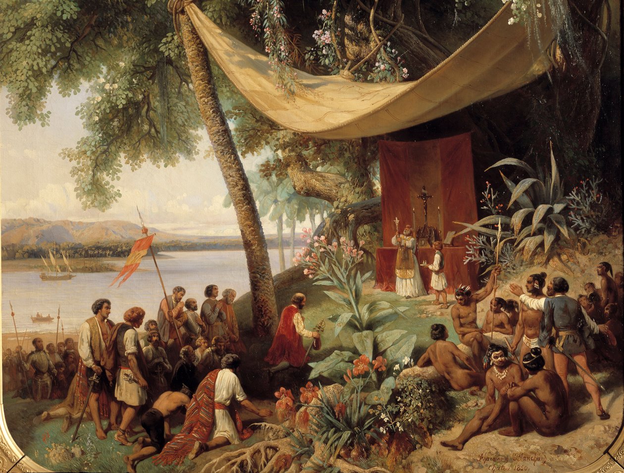 První mše v Americe (15. století) Mše na Kubě v roce 1494 2. cesta z Kolumba do Havany). Detail. Obraz od Blancharda Pharamonda (1805-1873) od Pharamond Blanchard