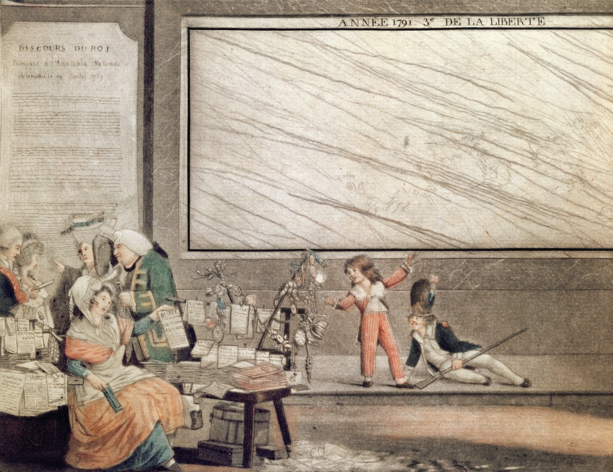 Národní almanach na rok 1791, věnovaný přátelům ústavy, 1790 (barevná akvatinta) (detail 485195) od Philibert Louis Debucourt