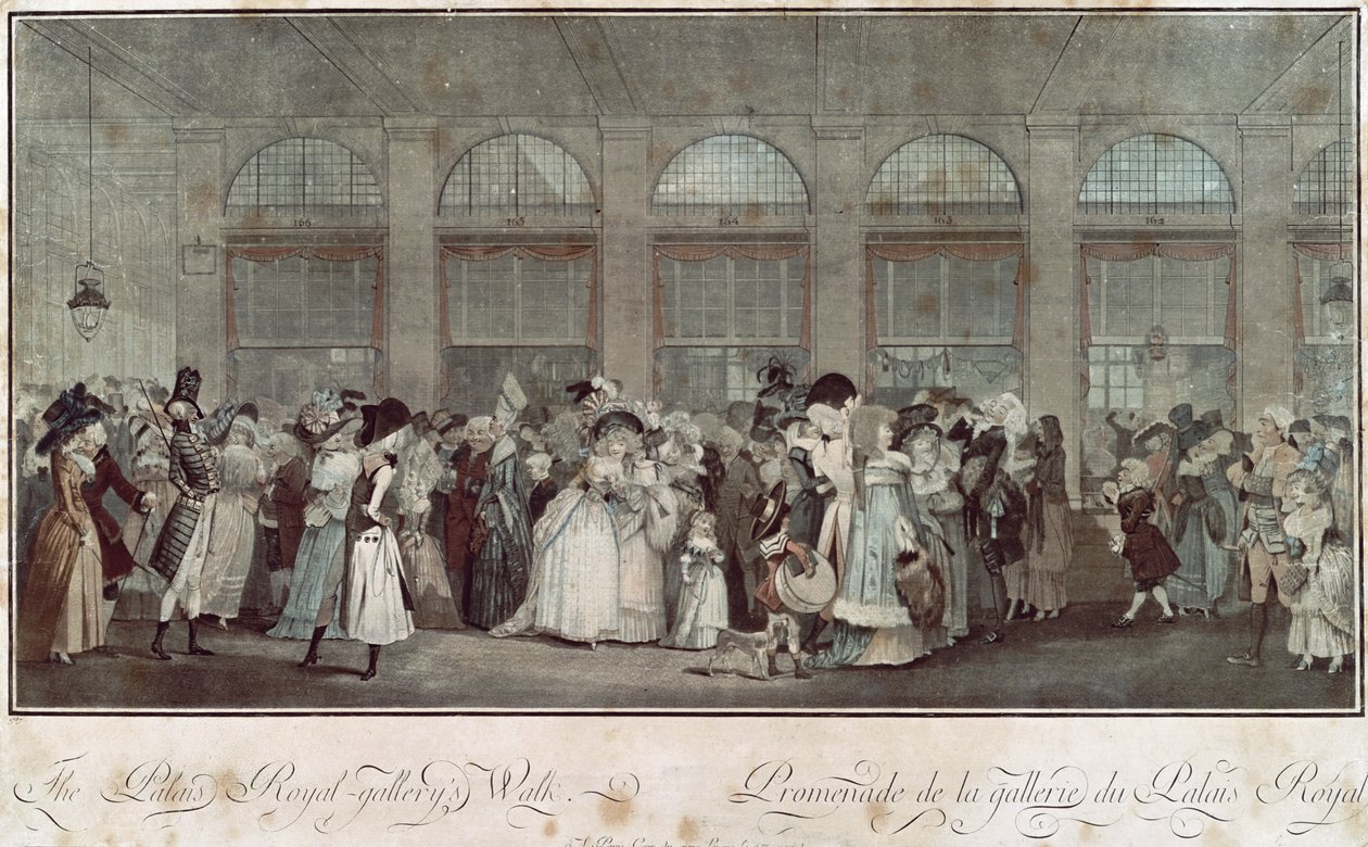 Procházka královské galerie Palais, 1787 od Philibert Louis Debucourt
