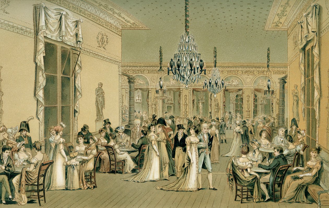 Salon v Café Frascati, Paříž (Le Grand Salon de Frascati) od Philibert Louis Debucourt