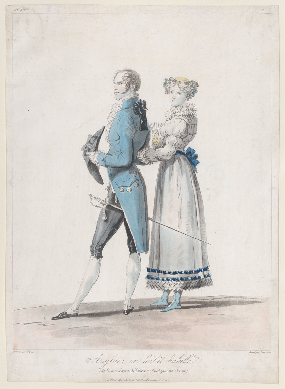 Angličan v Habille Habille, ze Collections de Costumes Dessines, 1814-24., od Philibert Louis Debucourt