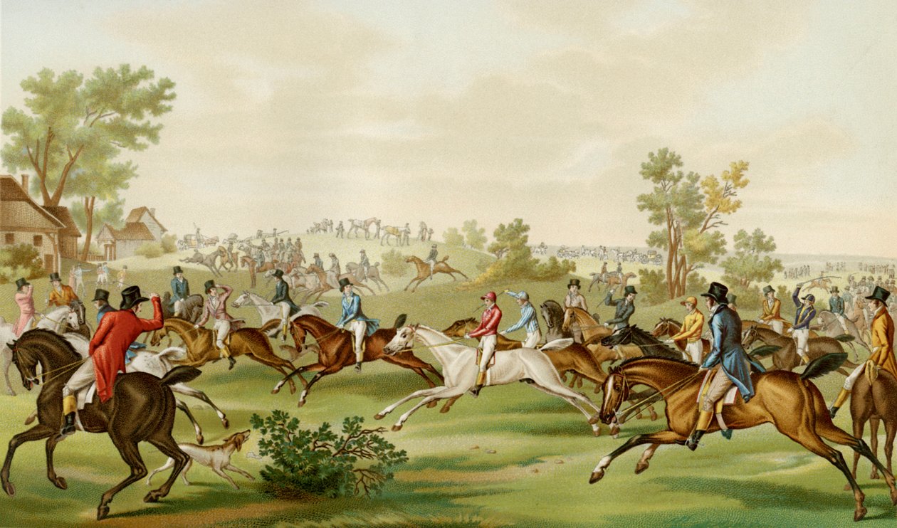 Dostihy - kolorovaná rytina od Debucourta od Philibert Louis Debucourt