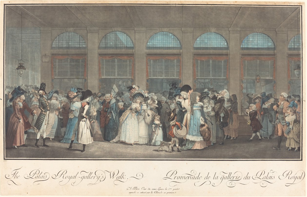 The Palais Royal - Gallery Walk Promenade de la Galerie du Palais Royal, 1787. od Philibert Louis Debucourt