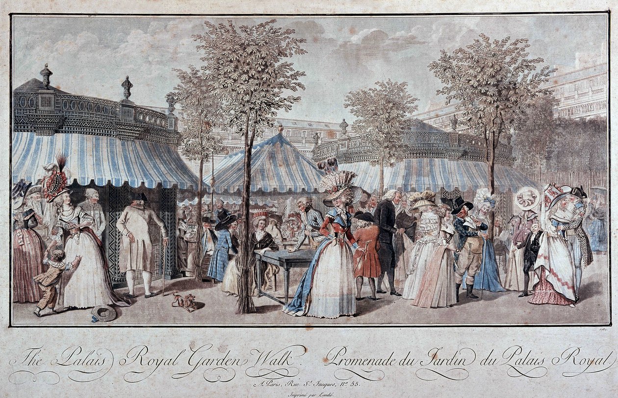 Procházka zahradou královského paláce - Debucourt od Philibert Louis Debucourt