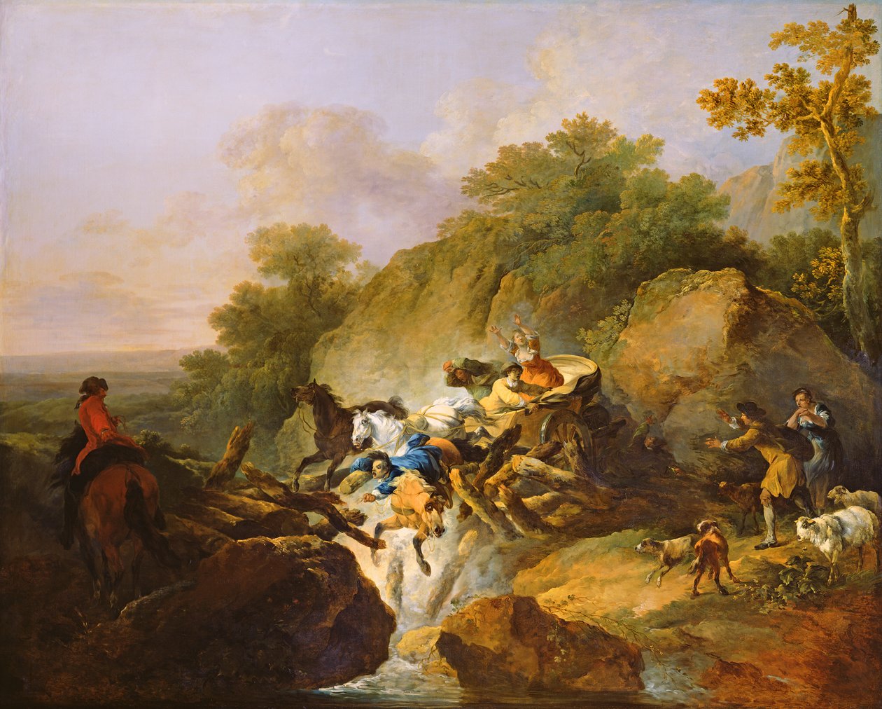 Protržení dřevěného mostu, c.1770 od Philippe Jacques de Loutherbourg