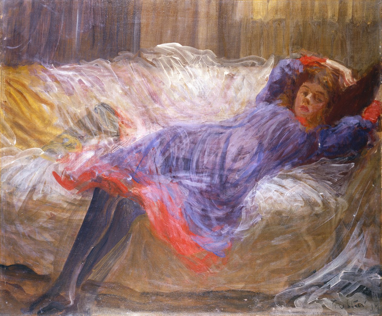 Dívka ležící na pohovce od Philip Wilson Steer