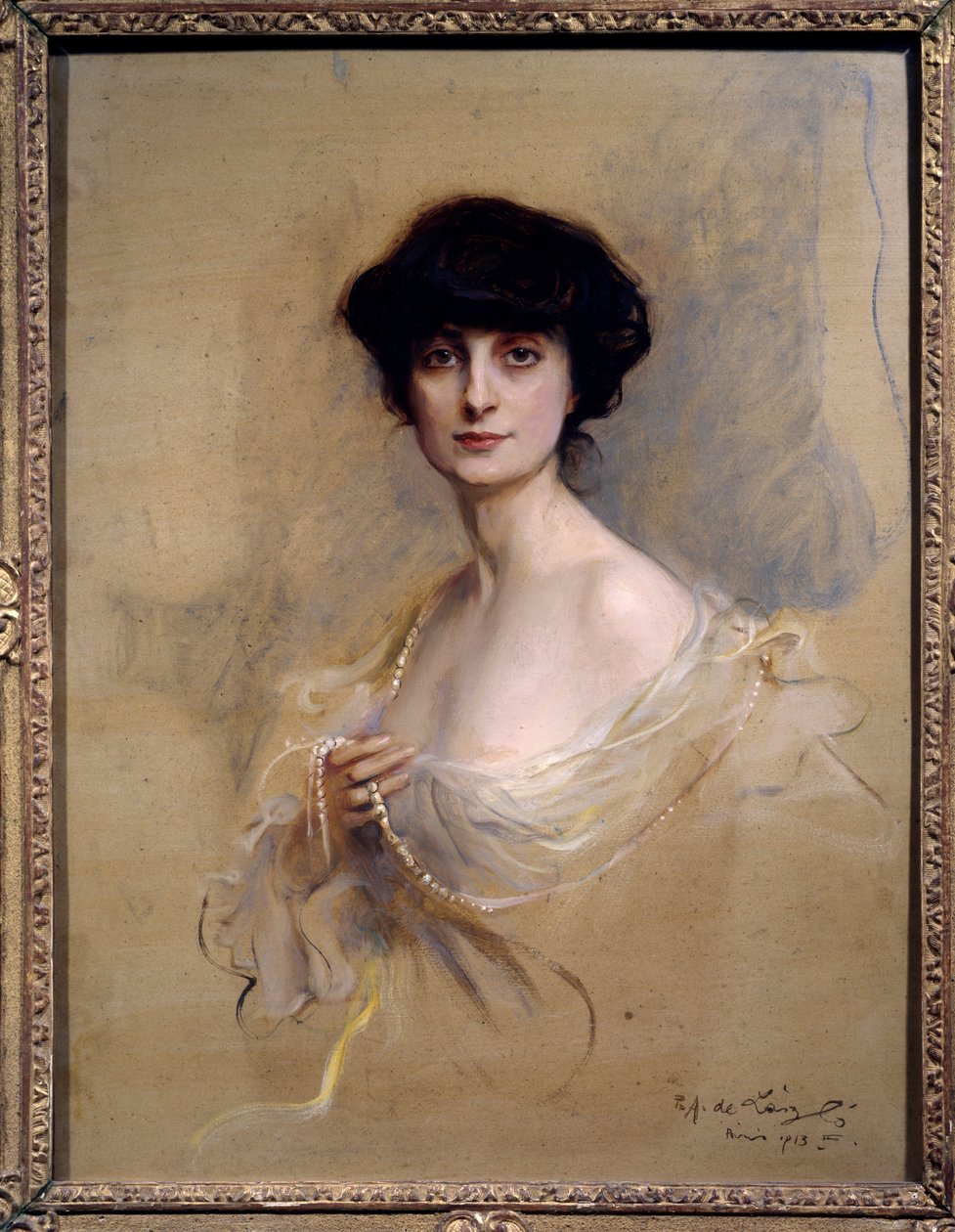 Portrét Anny de Brancovan hraběnka Mathieu de Noailles (1876-1933) Anna de Noailles je francouzská literátka. Obraz Philipa Alexise de Laszlo (1869-1937) 1913 Paříž, Musee d