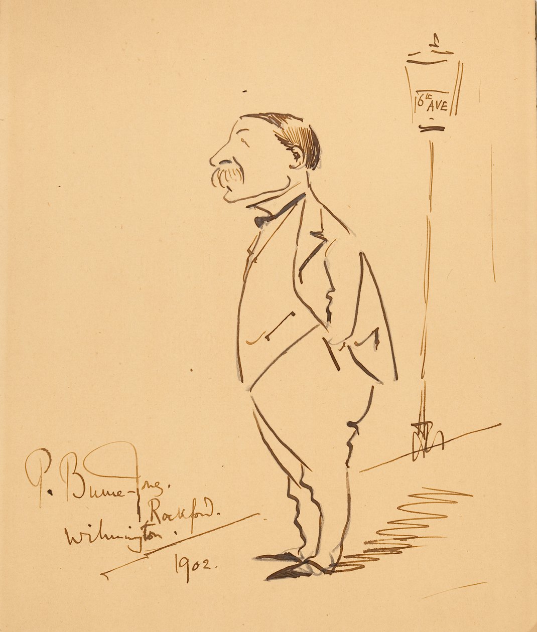 Karikatura Samuela Bancrofta od Philip Burne Jones