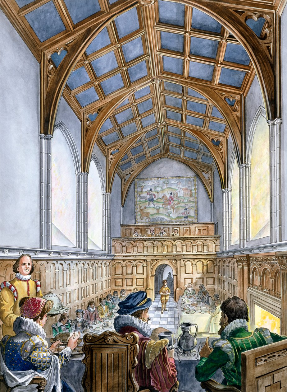 Velký sál, hrad Old Wardour, 16. století c1995-c1999. od Philip Corke