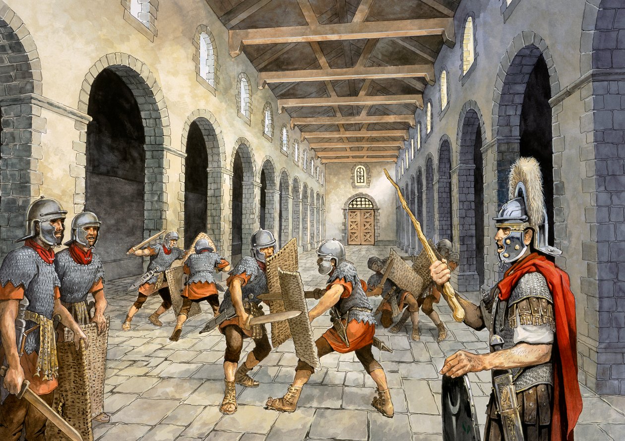Římská pěchota cvičící boj, c3. století, c1990-2010 od Philip Corke