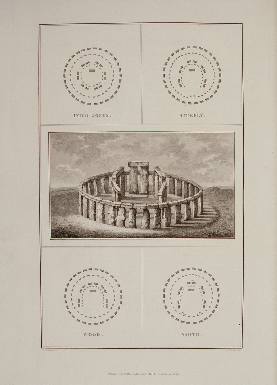 Pohled na Stonehenge, od Sira Richarda Colta Hoarese Historie starověkého Wiltshire, vyryl James Basire, Londýn, 1810-11 od Philip Crocker