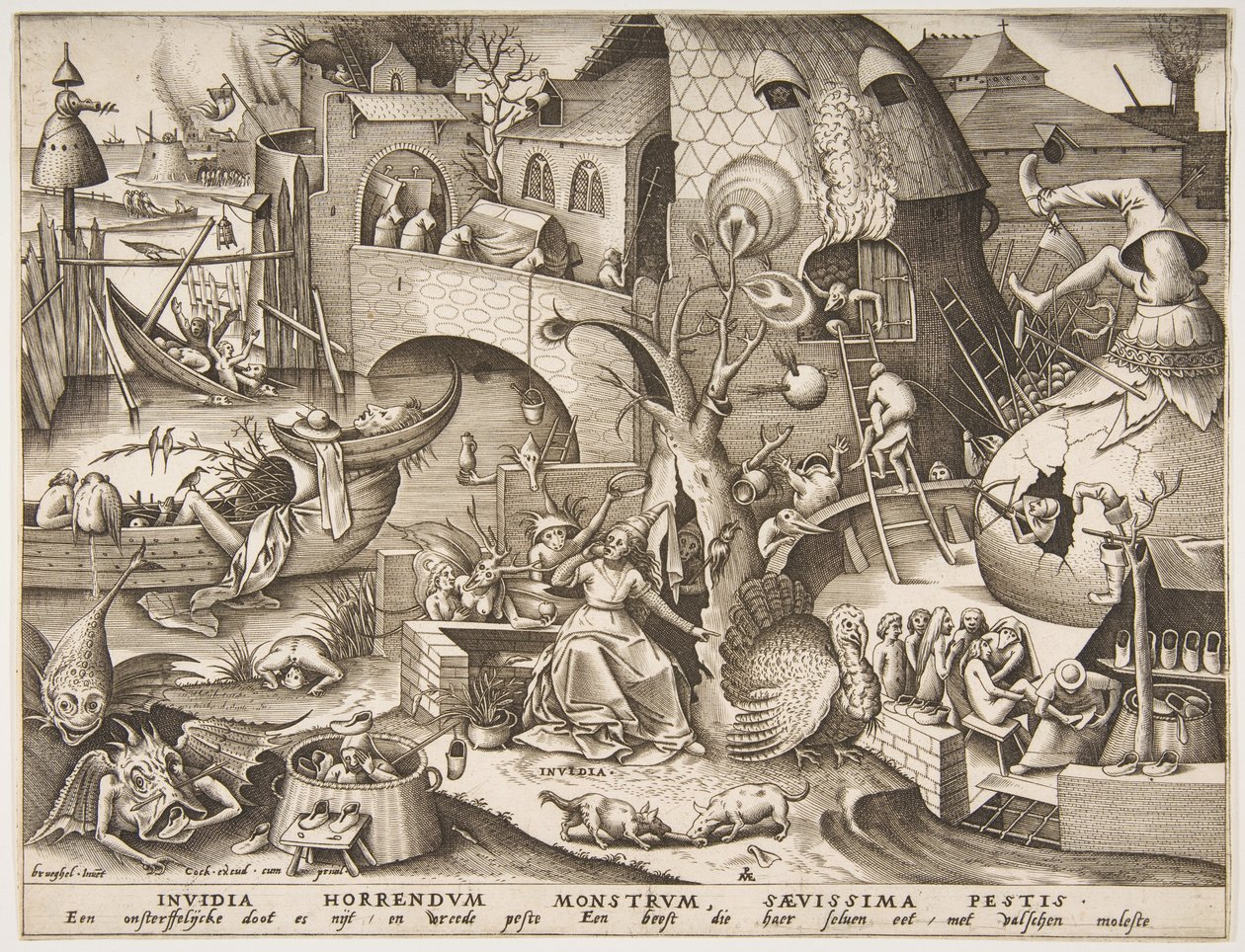 Envy Invidia ze Sedmi smrtelných hříchů, 1558. od Philip Galle