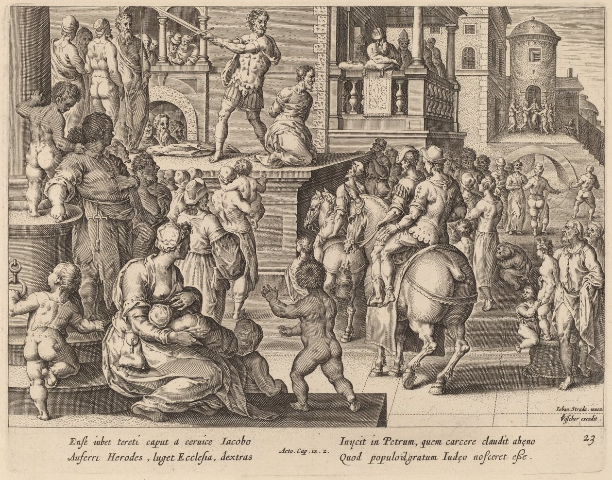 Stětí hlavy svatého Jakuba od Philip Galle after Jan van der Straet