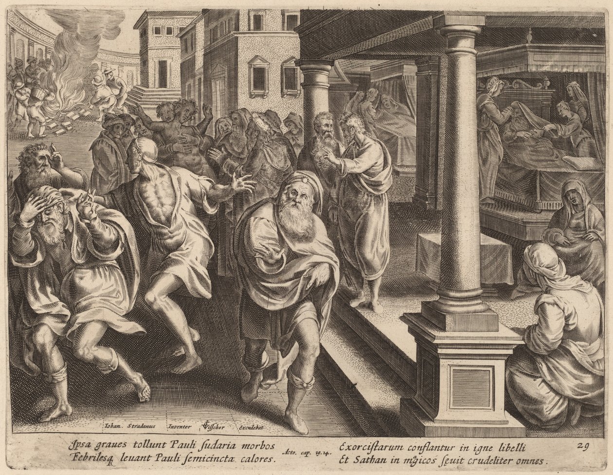 Svatý Pavel vyhánějící zlé duchy od Philip Galle after Jan van der Straet