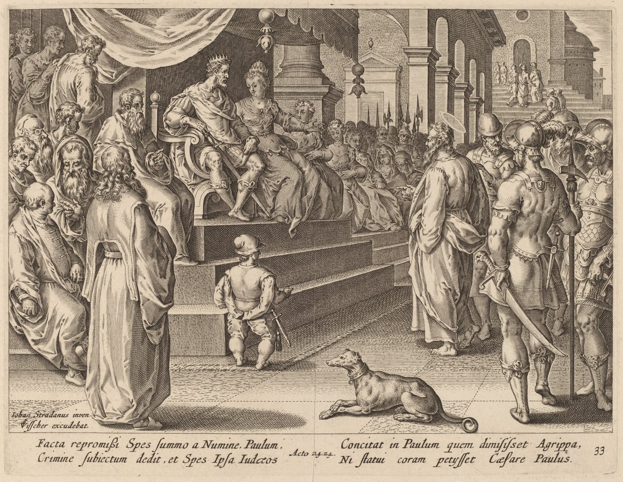 Svatý Pavel před Festem a Agrippou od Philip Galle after Jan van der Straet