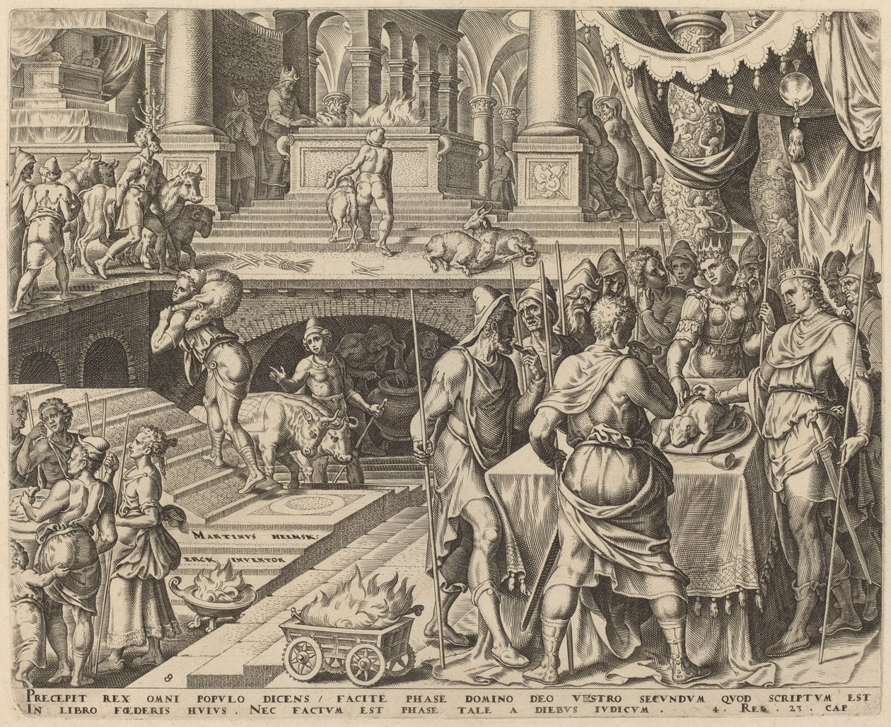 Josiah slaví Pesach od Philip Galle, after Maerten van Heemskerck