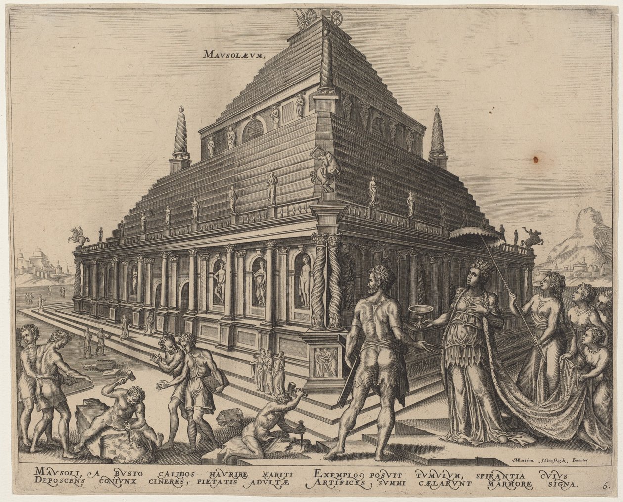 Mausolaeum (Hrobka Mausolus v Halikarnassu) od Philip Galle, after Maerten van Heemskerck
