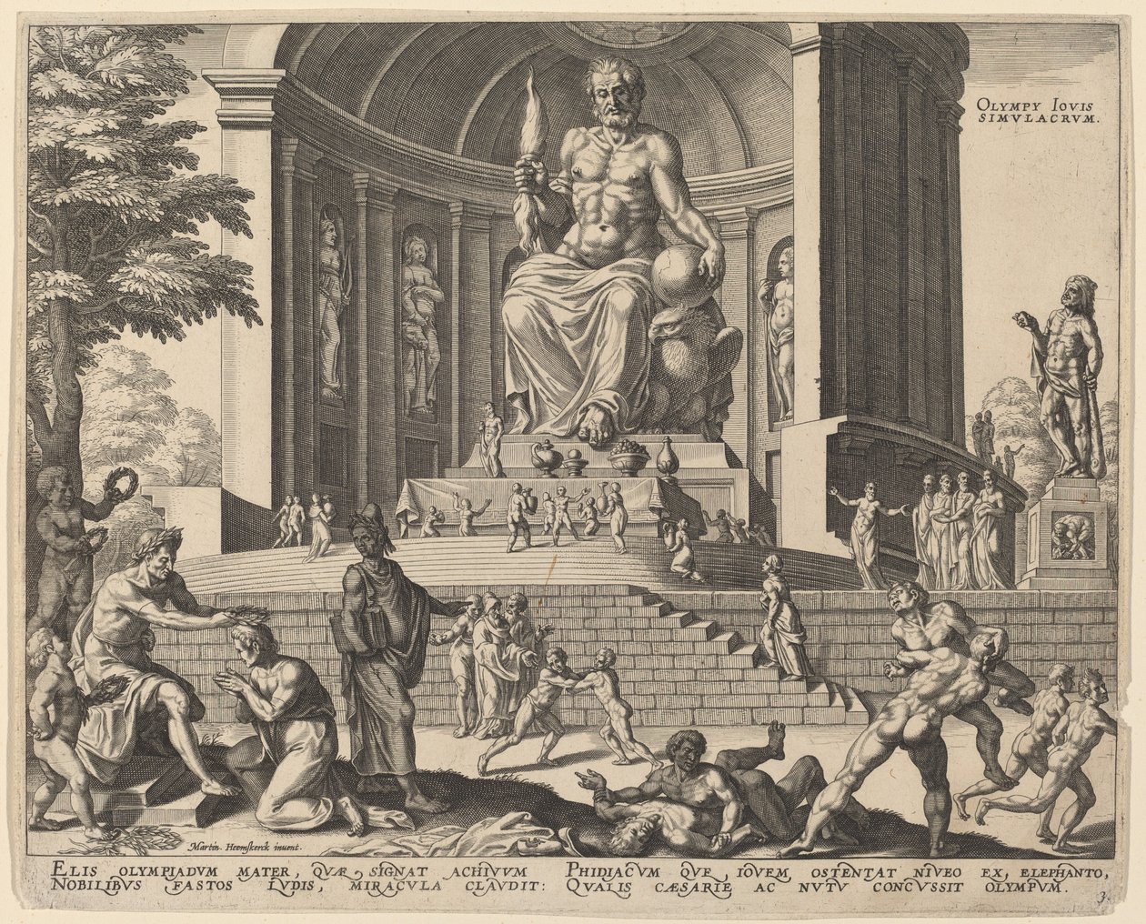 Olympia Jovis Simulacrum (Socha Jupitera v Olympii) od Philip Galle, after Maerten van Heemskerck