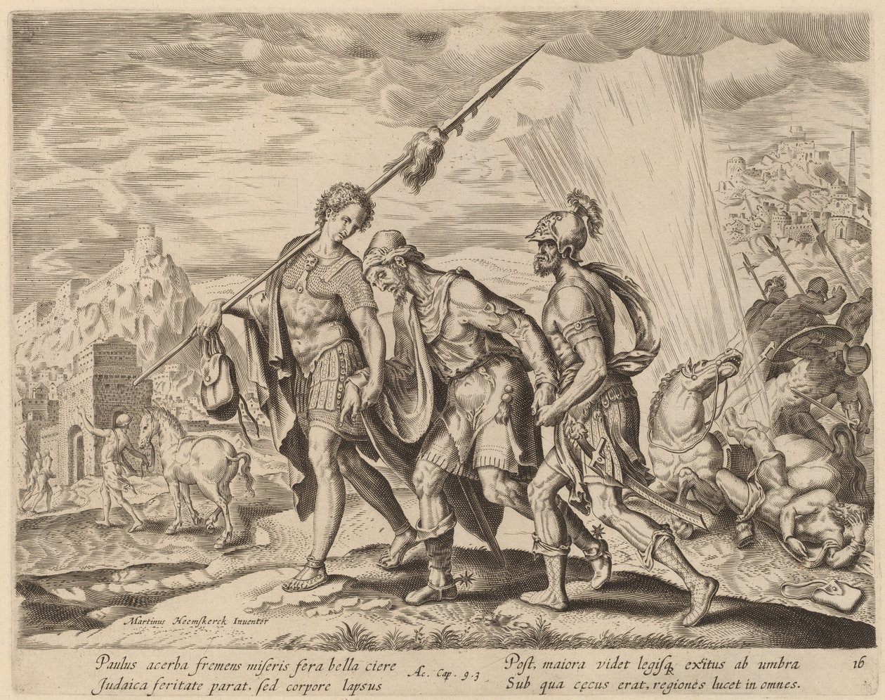 Obrácení svatého Pavla od Philip Galle after Maerten van Heemskerck