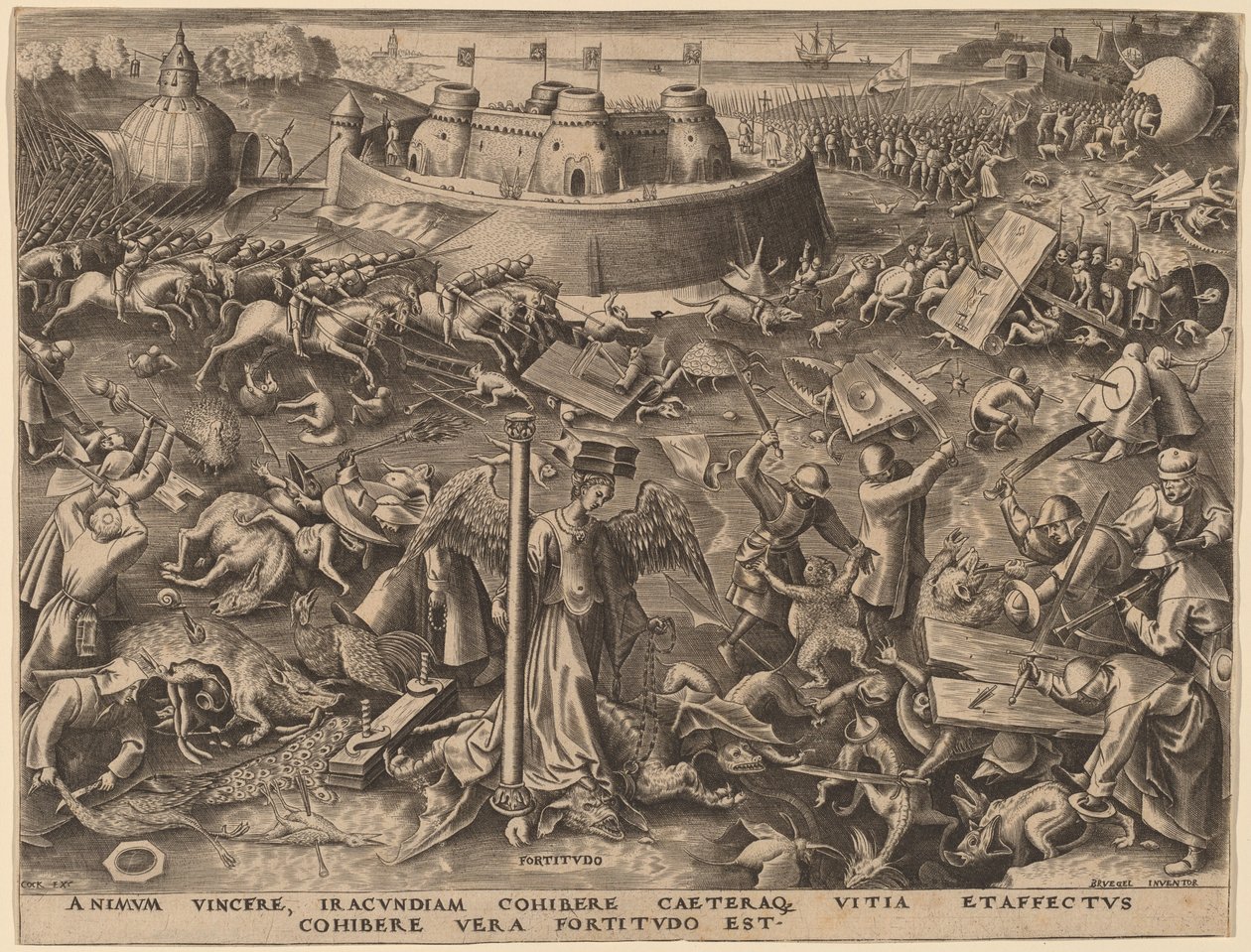 Statečnost od Philip Galle after Pieter Bruegel the Elder