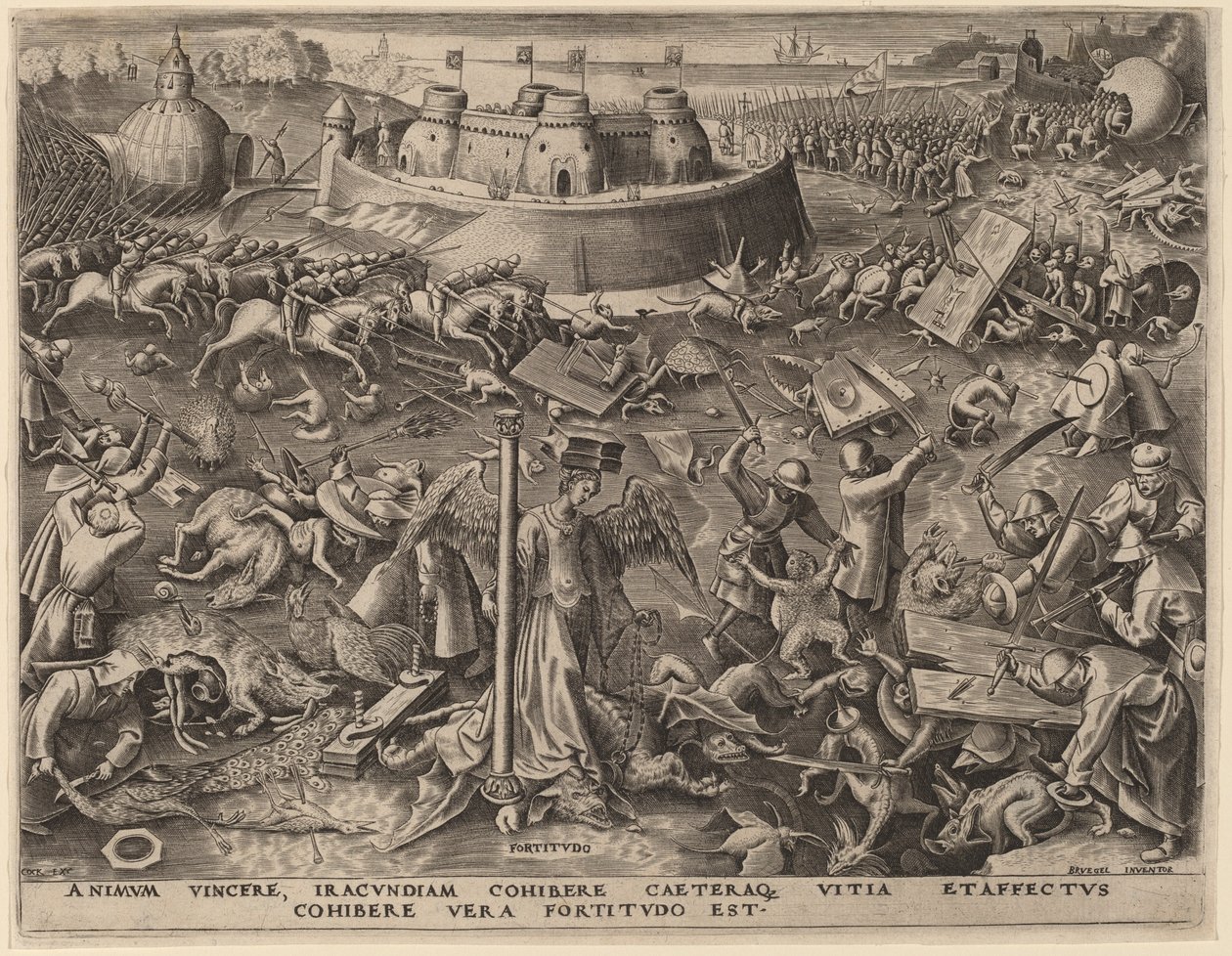 Statečnost od Philip Galle after Pieter Bruegel the Elder