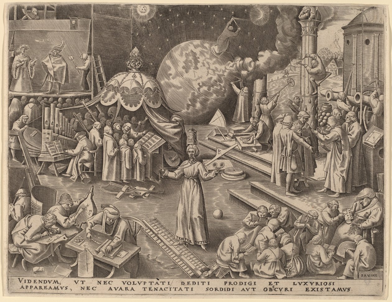 Střídmost od Philip Galle after Pieter Bruegel the Elder