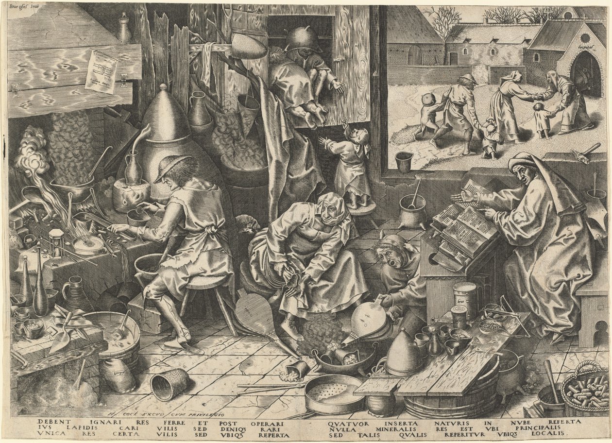 Alchymista od Philip Galle after Pieter Bruegel the Elder