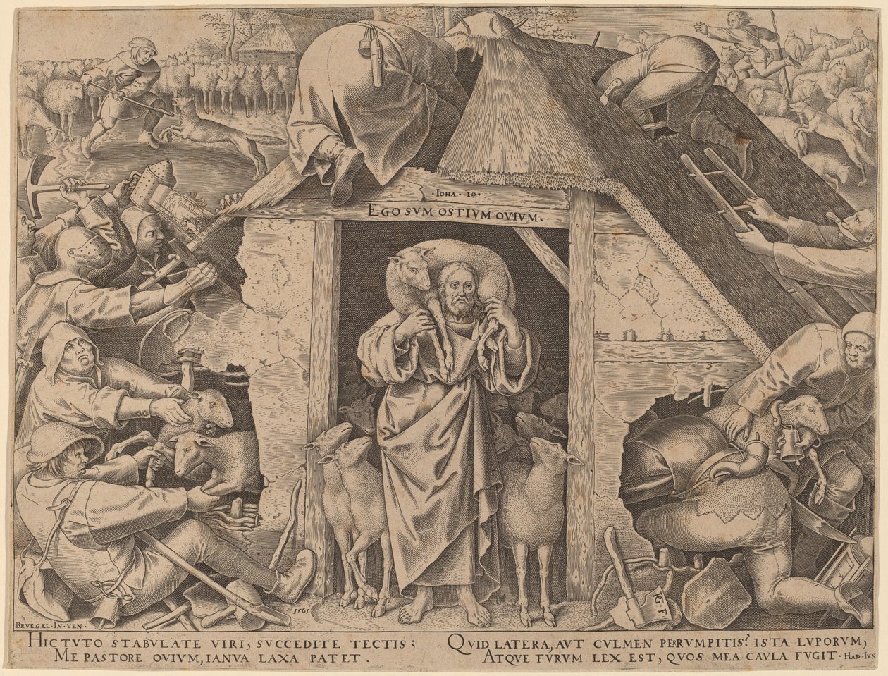 Podobenství o dobrém pastýři od Philip Galle after Pieter Bruegel the Elder