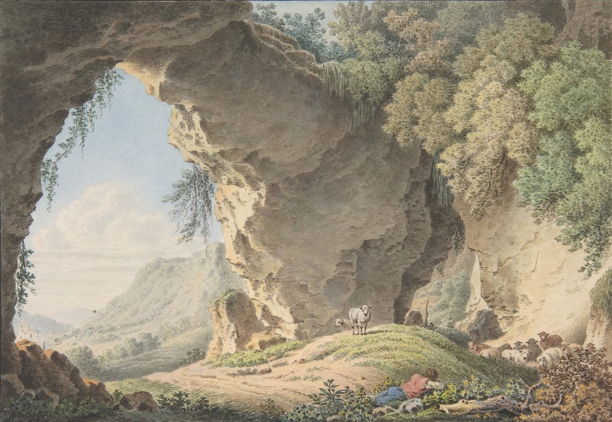 Skalnatá krajina se spícím pastýřem, 1817. od Philip Heinrich Dunker