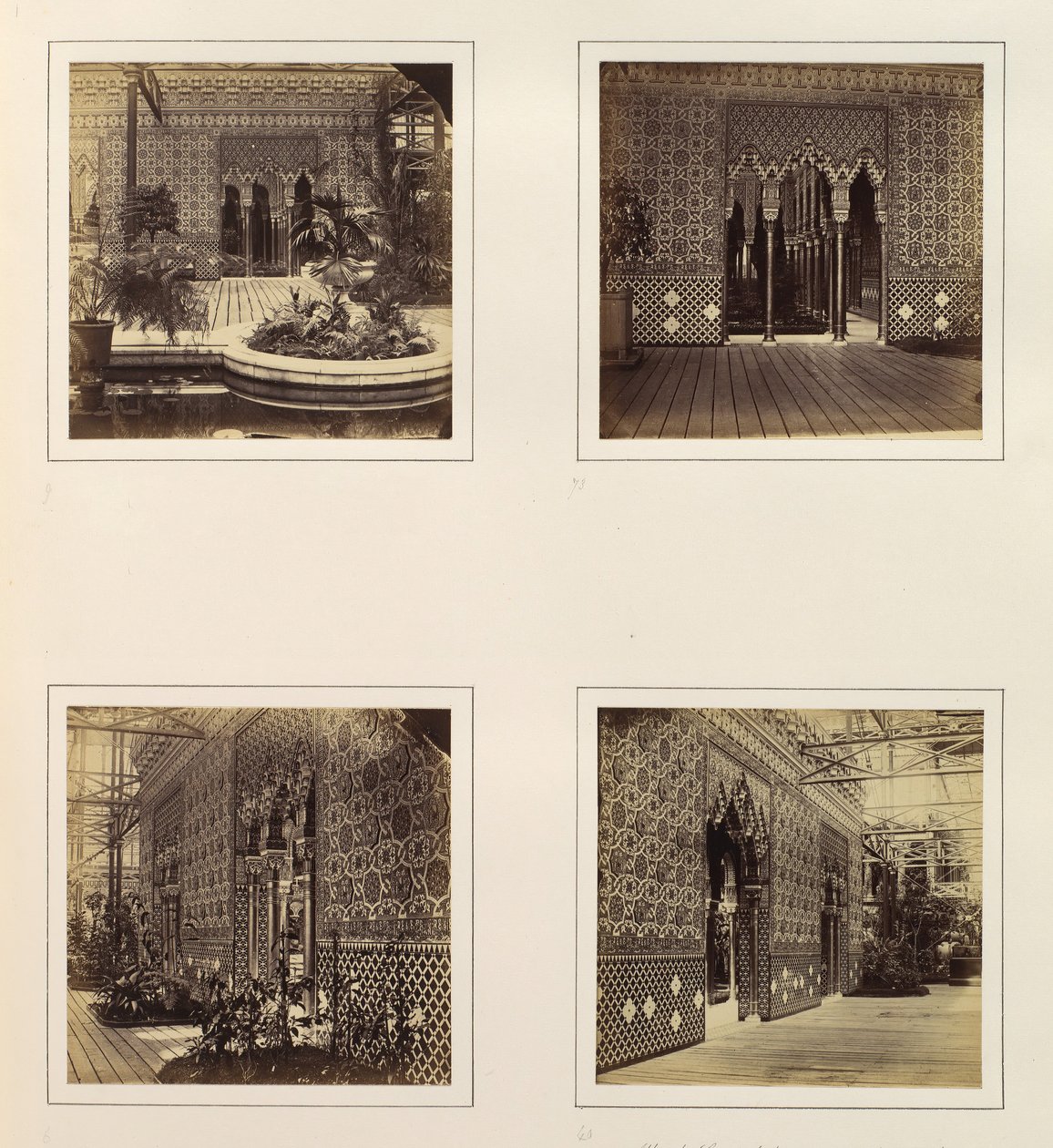 [Fasáda soudu Alhambra směrem k lodi, vchod do dvora Alhambra, boční pohled na ..., ca. 1859. od Philip Henry Delamotte.