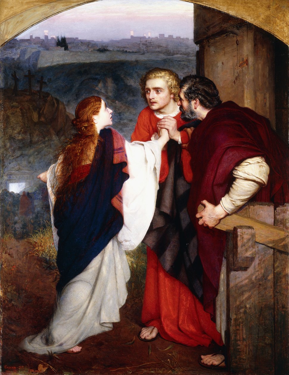 Marie Magdalena podávající zprávy o vzkříšení učedníkům, 1860 od Philip Hermogenes Calderon