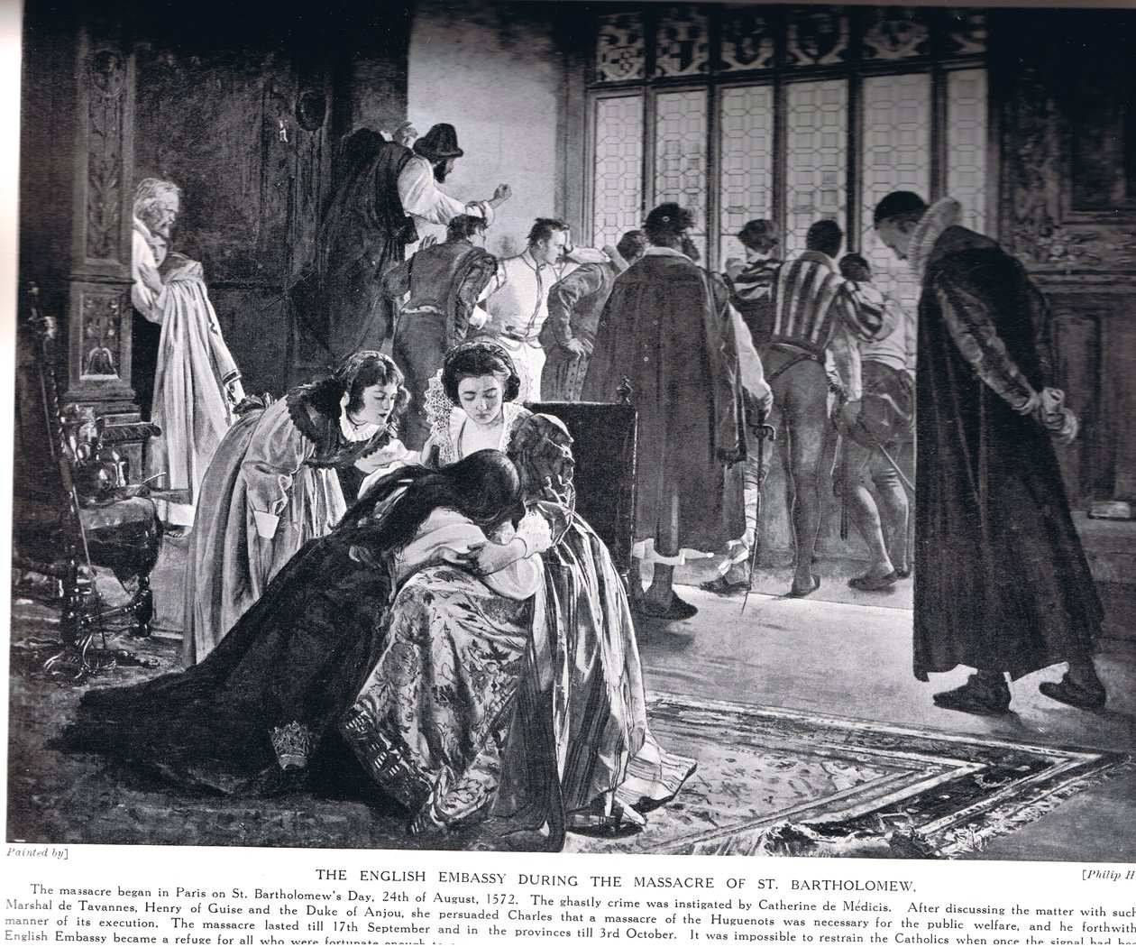 Anglické velvyslanectví během masakru svatého Bartoloměje, ilustrace z 