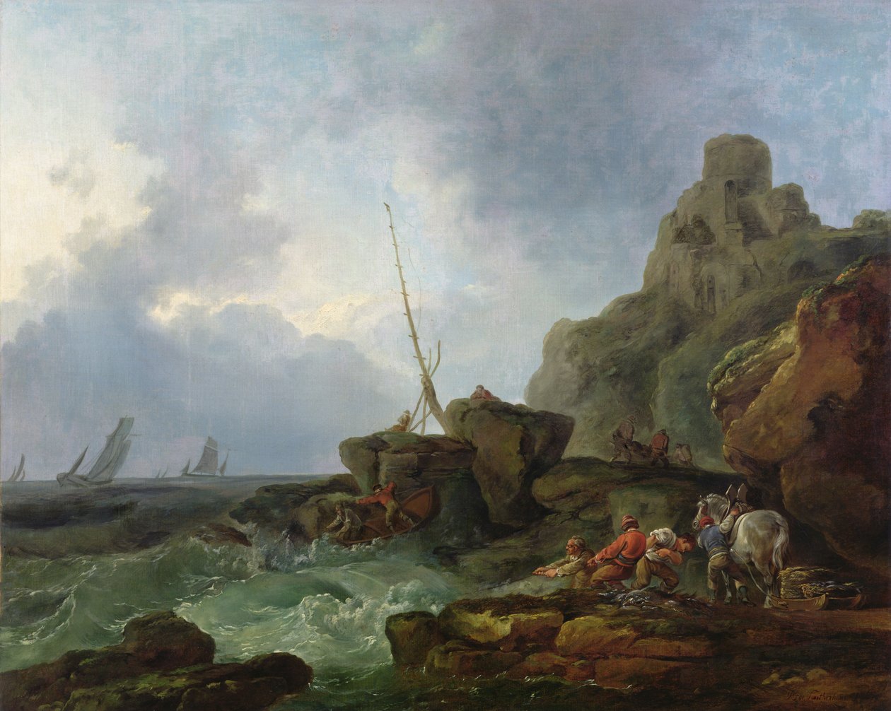 Ztroskotanci (Rybáři, kteří na rozbouřeném moři vytahují sítě) od Philip James de Loutherbourg