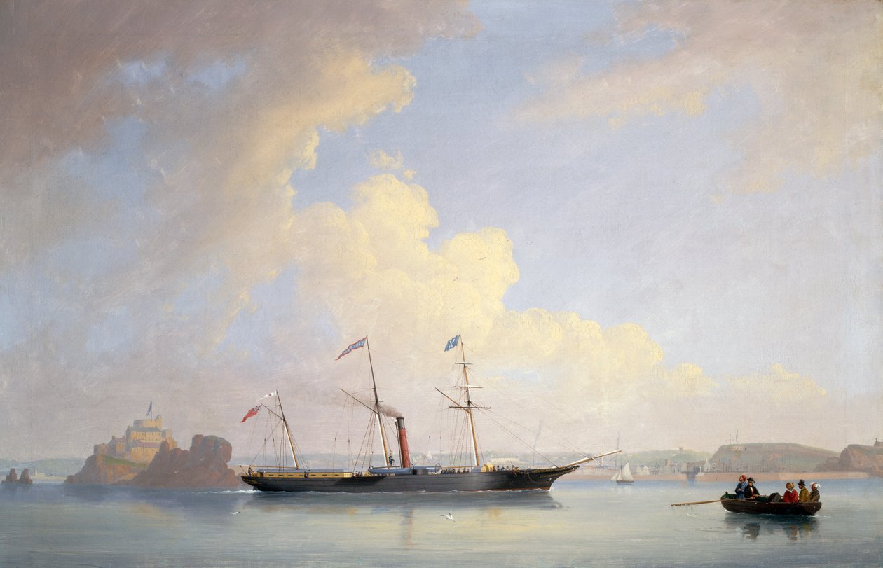 The Screw Steamer Lady Bird z Elizabeth Castle, Jersey od Philip John (after) Ouless
