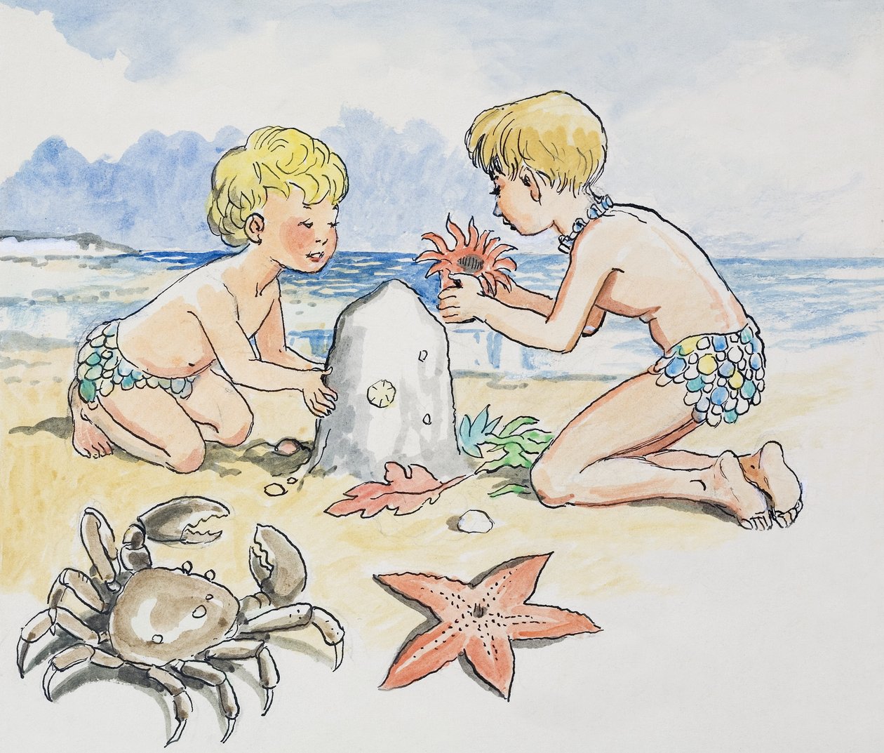 U moře, ilustrace z knihy "The Water Babies" od Charlese Kingsleyho od Philip Mendoza