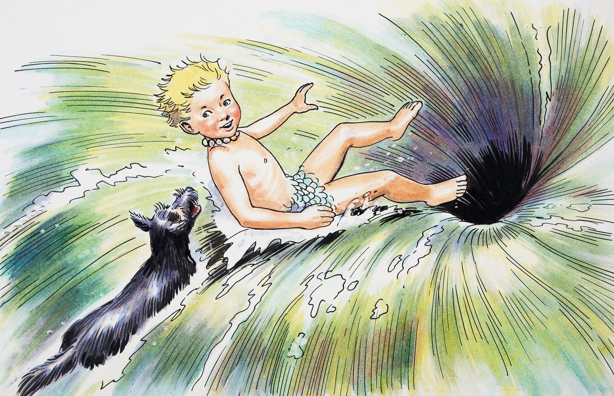 Pád do víru, ilustrace z knihy "The Water Babies" od Charlese Kingsleyho od Philip Mendoza