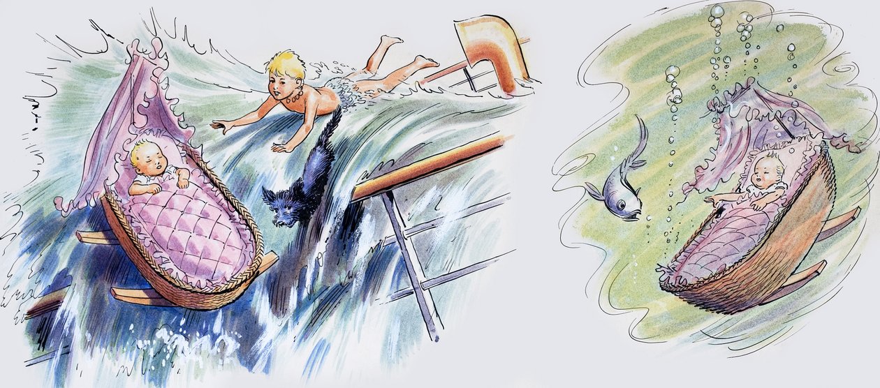 Potápějící se loď, ilustrace z knihy "The Water Babies", Charles Kingsley od Philip Mendoza