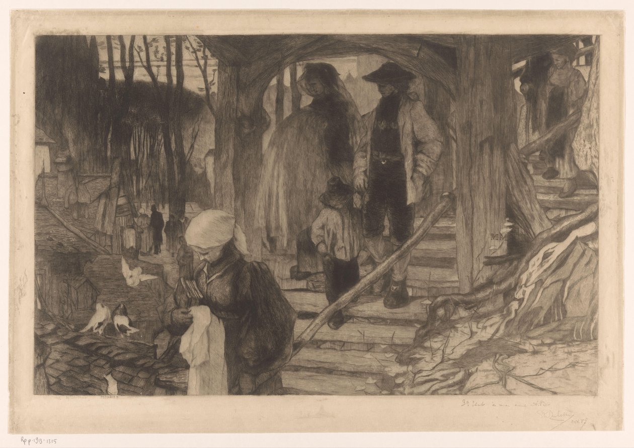 Farmáři jdou po schodech dolů Baptême à Fribourg (původní název) od Philip Zilcken (signed by artist)