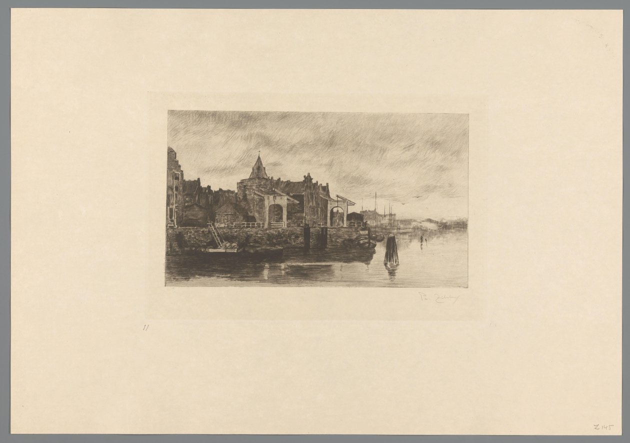 Pohled na Amsterdam s vrcholem Schreierstoren Le Schreierstoren (původní název) Jacob Maris. Dvanáct krajin (název série) od Philip Zilcken (signed by artist)