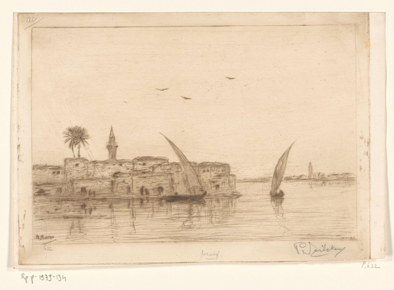 Pohled na Nil s plachetnicemi Au bord du Nil (původní název) od Philip Zilcken (signed by artist)