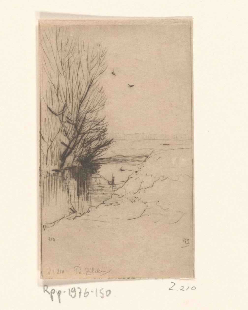 Krajina s potokem a stromy Croquis de paysage (původní název) od Philip Zilcken (signed by artist)