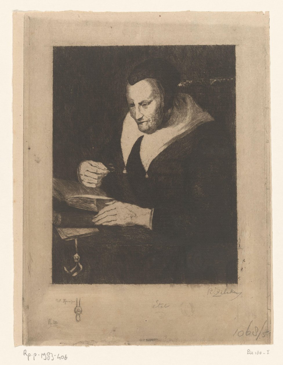 Stará žena čte Vieille femme lisant (původní název) od Philip Zilcken (signed by artist)