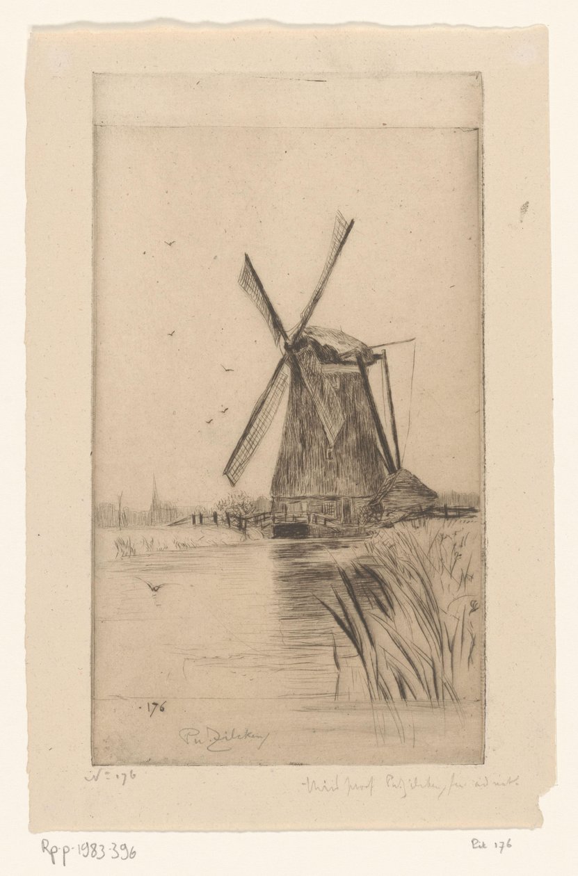 Větrný mlýn v krajině Mon Moulin (původní název) od Philip Zilcken (signed by artist)
