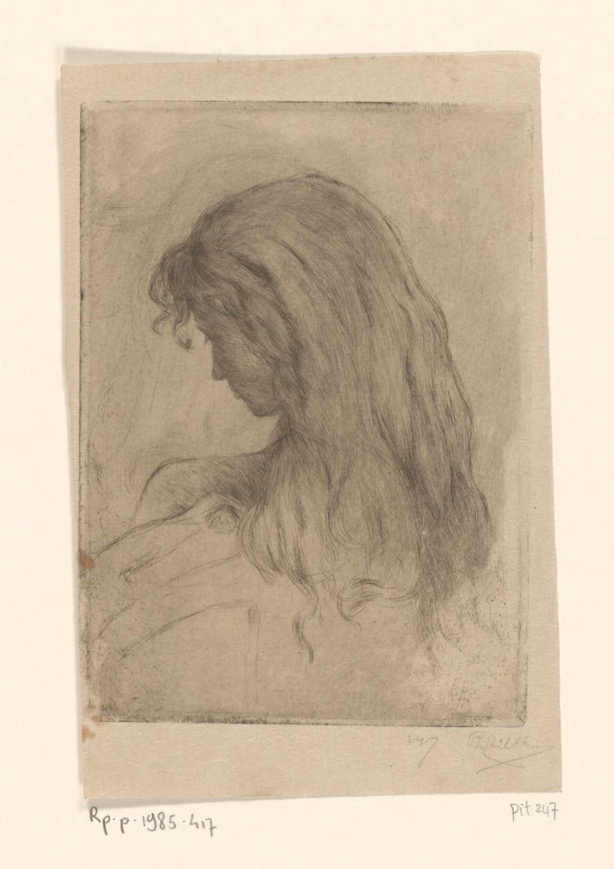 Žena s dlouhými vlasy, při pohledu zezadu Etude de morsure (původní název) od Philip Zilcken (signed by artist)